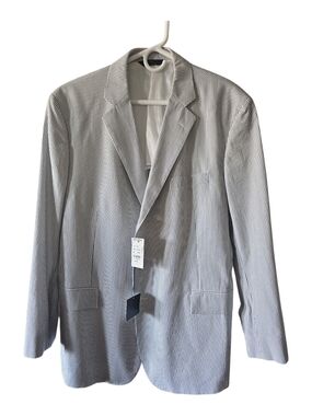Brooks Brothers Suit Jacket-346 Striped Three Button 100% Cotton Size 46